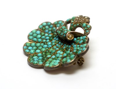 Lot 74 - A 19th Century turquoise shell pattern brooch