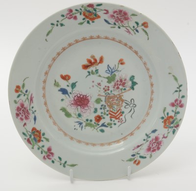 Lot 641 - Famille Rose charger and two plates