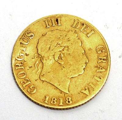 Lot 107 - A George III gold half sovereign, 1818.