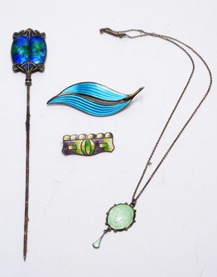 Lot 114 - Four silver and enamel items of jewellery.