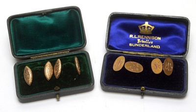 Lot 116 - Two pairs of gold cufflinks.