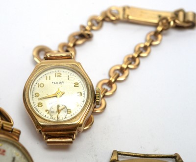 Lot 121 - Five 9ct yellow gold cocktail watches
