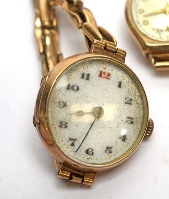 Lot 121 - Five 9ct yellow gold cocktail watches
