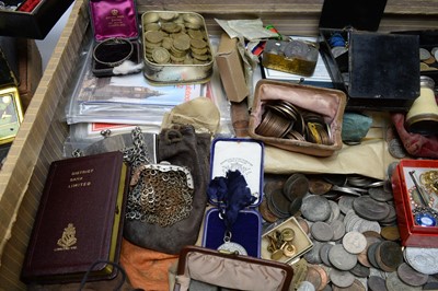 Lot 137 - A large quantity of coins costume jewellery and other items.