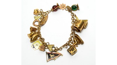 Lot 95 - A 9ct yellow gold charm bracelet