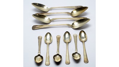 Lot 227 - Four mid-20th Century Danish silver tablespoons, and six teaspoons