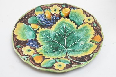 Lot 314 - A Majolica planter; and a Majolica leaf plate