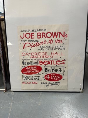Lot 438 - An early 1960s Joe Brown and the Beatles band poster; and a framed indenture