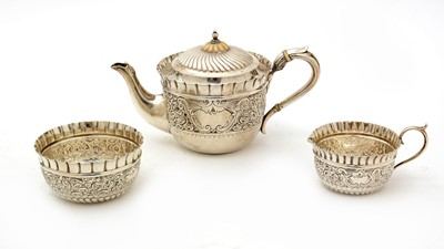 Lot 599 - A Victorian silver three-piece bachelor's tea service, Walker & Hall