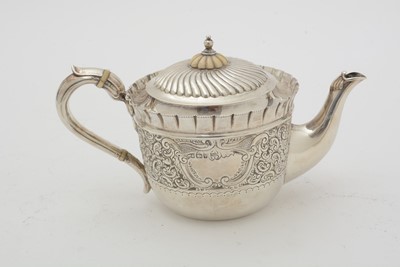Lot 599 - A Victorian silver three-piece bachelor's tea service, Walker & Hall