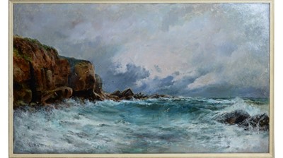Lot 789 - Charles Rutherford - Crashing Waves and Rocks | oil