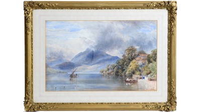 Lot 858 - Alexander Carlyle Bell - Mount Pilatus and Lake Lucerne | watercolour