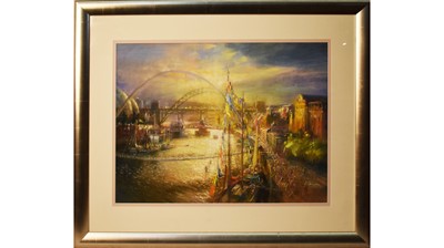 Lot 840 - Walter Holmes - Newcastle Quayside | pastel