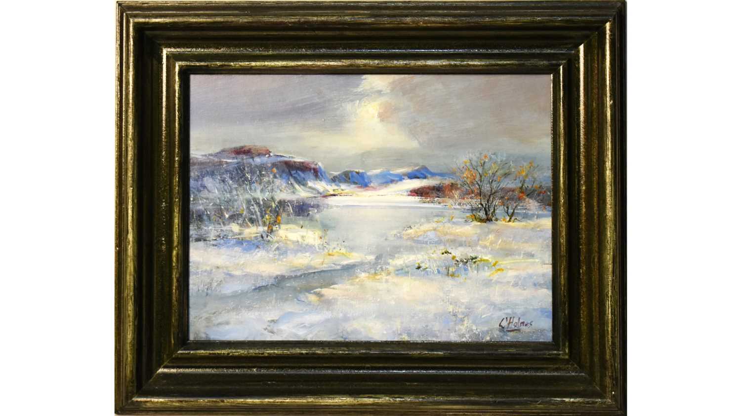 Lot 913 - Walter Holmes - Snowfall on The Whin Sill and Crag Lough | oil