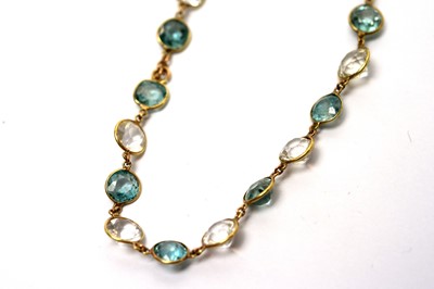 Lot 201 - An early 20th Century rock crystal and blue chrysoberyl necklace and bracelet