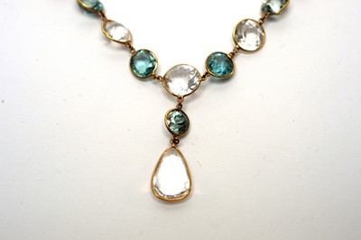 Lot 201 - An early 20th Century rock crystal and blue chrysoberyl necklace and bracelet