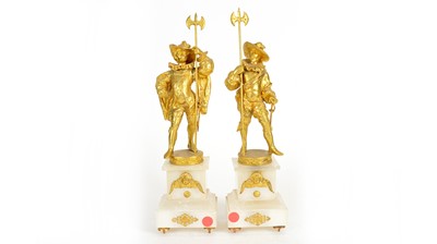 Lot 1238 - A pair of 20th Century gilt metal garnitures of 17th Century soldiers