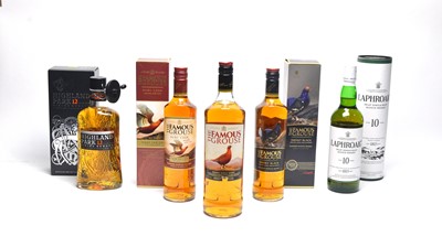 Lot 1071 - Three bottles of Famous Grouse and two other.