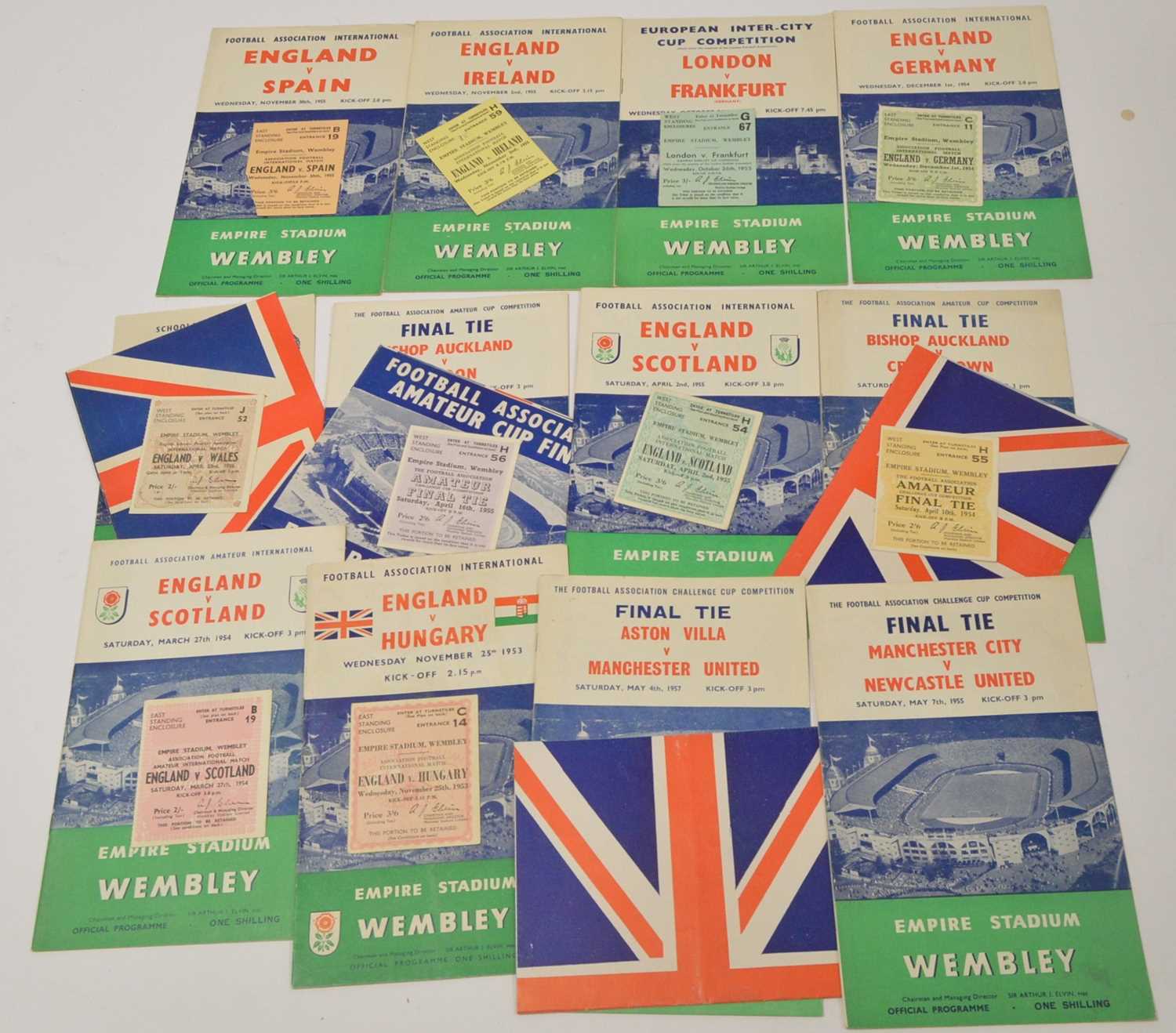 Lot 698 - A selection of Wembley and other 1950s International Football programmes, various.