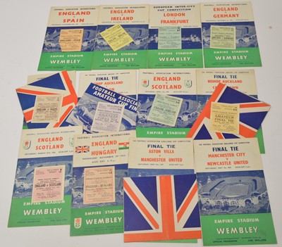 Lot 698A - A selection of Wembley and other 1950s International Football programmes, various.