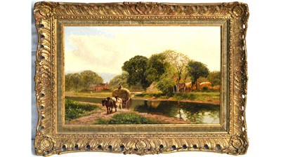 Lot 1014 - James Peel - A Haywain Crossing a Tranquil Stream