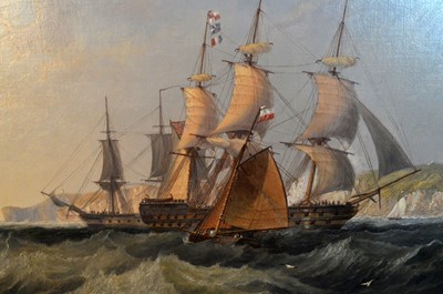 Lot 968 - James John Wilson Carmichael - Ships off the Coast at Dover | oil