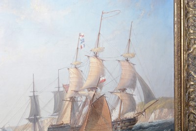 Lot 968 - James John Wilson Carmichael - Ships off the Coast at Dover | oil