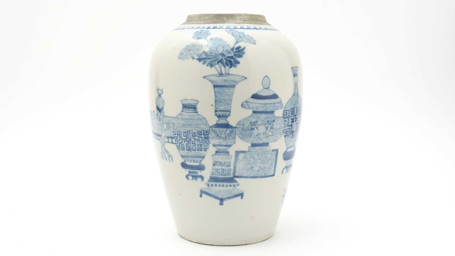 Lot 653 - Chinese tall blue and white jar