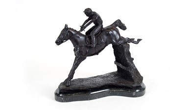 Lot 1236 - Artist Unknown: a patinated bronze sculpture of a racehorse