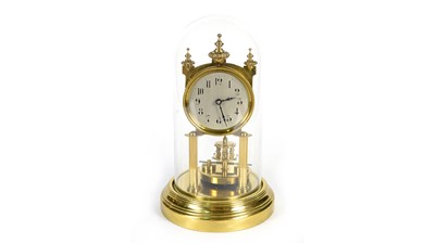 Lot 1187 - Gustav Becker: an early 20th C brass 400-day anniversary/torsion clock.