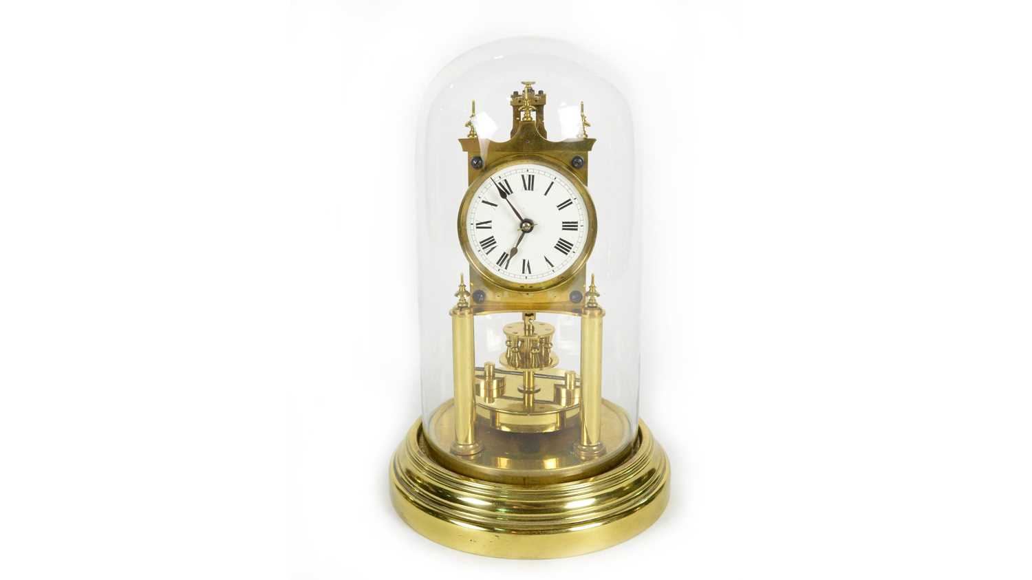 Lot 1189 - Gustav Becker: a 20th Century brass 400-day anniversary/torsion clock.