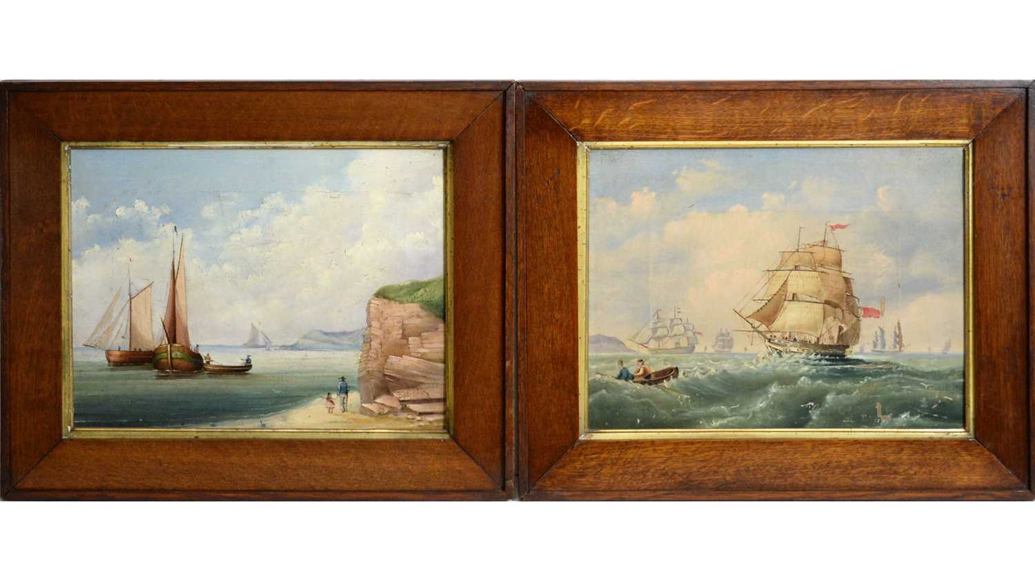 Lot 93 - 19th Century British School - A pair of Naive Marine Views | oil