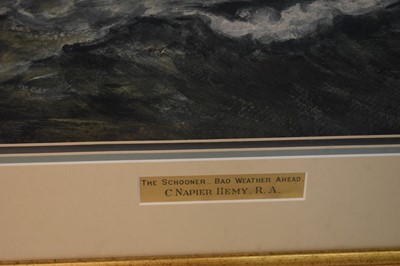 Lot 845 - Charles Napier Hemy - The Schooner: Bad Weather Ahead | watercolour