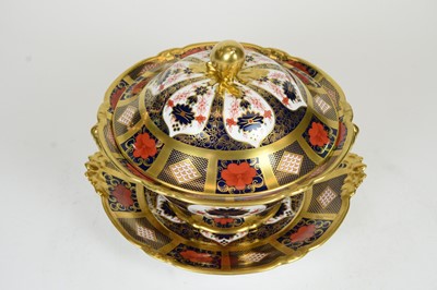 Lot 720 - A Royal Crown Derby Soup Tureen, Cover and Stand