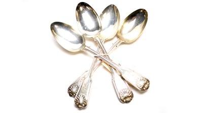 Lot 250 - A Harlequin set of four Victorian silver tablespoons.