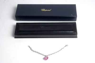 Lot 472 - Chopard "So Happy Diamond": a diamond and synthetic pink sapphire bracelet