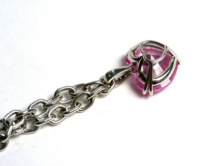 Lot 472 - Chopard "So Happy Diamond": a diamond and synthetic pink sapphire bracelet