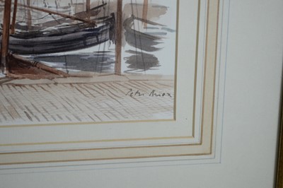 Lot 36 - Peter Knox - Vessels Near the Bridge | watercolour