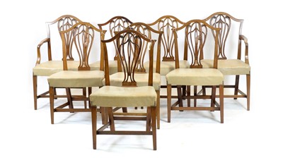 Lot 1304 - A near-matching set of eight George III mahogany dining chairs.