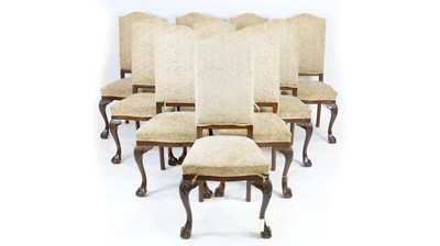 Lot 1305 - A set of ten Georgian-style mahogany high-back dining chairs.