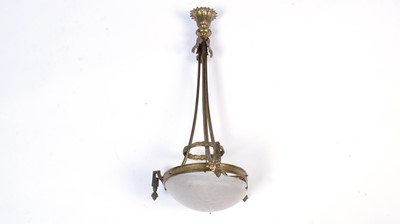 Lot 1071 - An ornate early 20th Century gilt brass ceiling light.