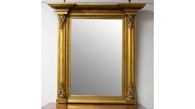 Lot 102 - A Regency-style gold painted breakfront pier mirror.
