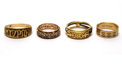 Lot 153 - Four 9ct yellow gold rings