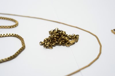 Lot 161 - Three 9ct yellow gold chains and a cocktail watch