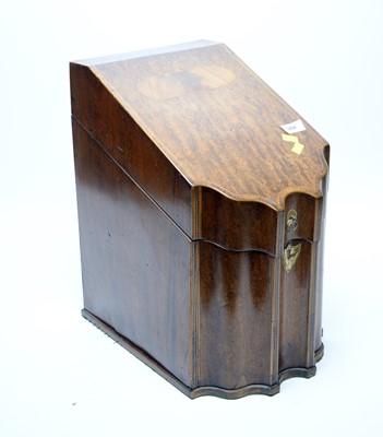 Lot 304 - A Georgian banded walnut knife box, later converted to a drinks cabinet.