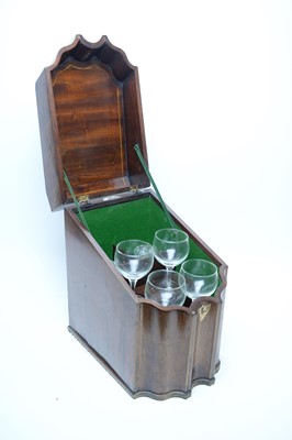 Lot 304 - A Georgian banded walnut knife box, later converted to a drinks cabinet.