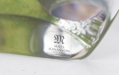 Lot 43 - Mat Jonasson Swedish glass paperweight, another smaller