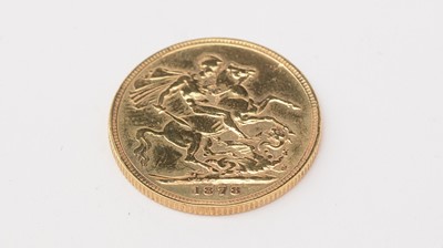 Lot 173 - A Queen Victoria gold sovereign, 1878.