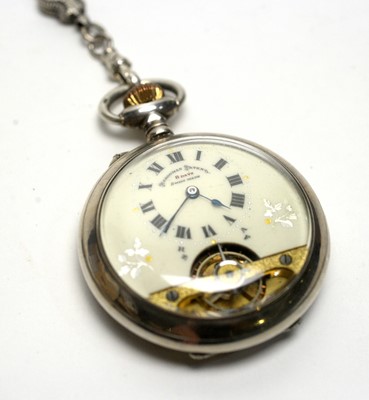 Lot 181 - A Swiss silver cased open faced pocket watch, Hebdomas Patent