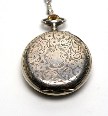 Lot 181 - A Swiss silver cased open faced pocket watch, Hebdomas Patent